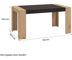 Homestyle4U Valgomojo stalas, 154x90.5x74.5 cm, juodas ir rudas