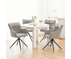 Homestyle4U Valgomasis stalas, 106x106x76.5 cm, balta