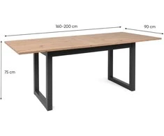 Homestyle4U Valgomojo stalas, 200x90x75 cm, ruda, pilka