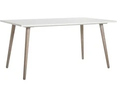 Homestyle4U Valgomojo stalo komplektas, išskleidžiamas valgomojo stalas su 4 aptrauktomis kėdėmis, 160x90x75 cm, balta, pilka