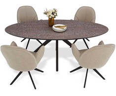Homestyle4U Valgomojo stalas ir kėdžių komplektas, 200x95x76 cm, ruda, smėlio, juoda