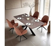 Homestyle4U Valgomojo stalas ir kėdžių komplektas, 200x100x76 cm, ruda, juoda
