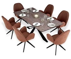 Homestyle4U Valgomojo stalas ir kėdžių komplektas, 200x100x90 cm, ruda, juoda