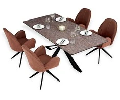 Homestyle4U Valgomojo stalas ir kėdžių komplektas, 200x100x76 cm, ruda, juoda