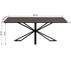 Homestyle4U Valgomojo stalas ir kėdžių komplektas, 200x100x90 cm, ruda, juoda