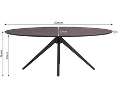 Homestyle4U Valgomojo stalas ir kėdžių komplektas, 200x95x76 cm, ruda, smėlio, juoda