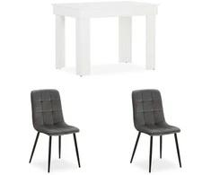 Homestyle4U Valgomojo stalo komplektas, 90x73x60 cm, balta, pilka