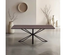 Homestyle4U Valgomojo stalas, 200x100x76 cm, rudas, juodas