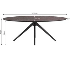 Homestyle4U Valgomojo stalas, 200x95x76 cm, rudas, juodas