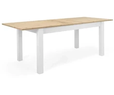Homestyle4U Valgomojo stalas su kėdėmis, 215x90x75 cm, pilka, balta, ruda