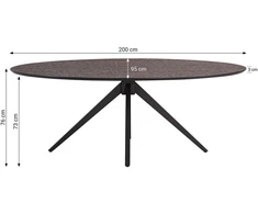 Homestyle4U Valgomojo stalas ir kėdžių komplektas, 200x95x76 cm, ruda, juoda, pilka