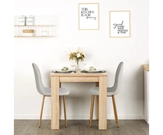 Homestyle4U Valgomojo stalas su kėdėmis, 80x80x75 cm, pilka ir ruda