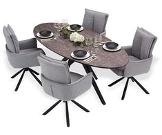 Homestyle4U Valgomojo stalas ir kėdžių komplektas, 200x95x76 cm, ruda, juoda, pilka