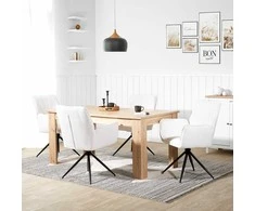 Homestyle4U Valgomojo kėdžių komplektas, 61x92,5x57,5 cm, balta