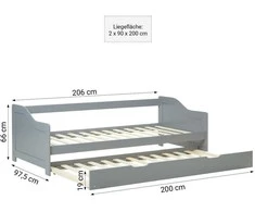 Homestyle4U Ištraukiama lova, 206x66x97.5 cm, pilka