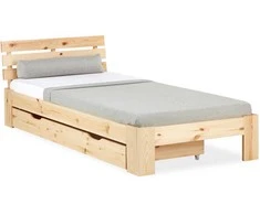 Homestyle4U Viengulė lova, 94.5x204.5x66.7 cm, ruda