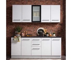Homestyle4U Virtuvės spintelė, 200x85x60 cm, Balta, Su sandėliavimo vieta