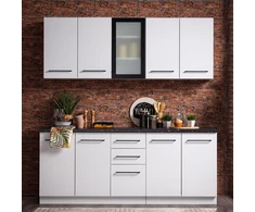 Homestyle4U Virtuvės spintelė, 200x85x60 cm, Balta, Su sandėliavimo vieta