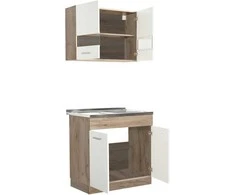 Homestyle4U Virtuvės spintelė, 80x180x51.5 cm, Balta, Ruda