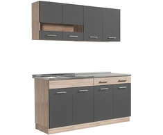 Homestyle4U Virtuvės spintelių komplektas, 160x60x206,5 cm, pilka