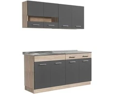 Homestyle4U Virtuvės spintelių komplektas, 160x60x206,5 cm, pilka