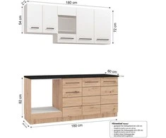 Homestyle4U Virtuvės spintelė, 180x200x60 cm, balta