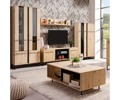 Homestyle4U Vitrina, 84,5x153x35 cm, ruda ir juoda