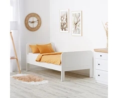 Homestyle4U Vyresnio amžiaus lova, 98.5x206x87 cm, balta
