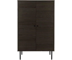 House Aukštas spintelis, Kyoto, 80x40x130 cm, Rūkytos ąžuolo furniruota medžiaga, juoda metalo detalė