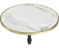 House Nordic Bistro stalas 60x73 cm baltas juodas marmuro imitacija ketaus