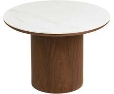 House Nordic Kavos staliukas 60x60x42 cm baltas rudas keramika