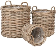 House Nordic Krepšys, Burton Baskets Kubu Ratano, 3 vnt. rinkinys, Natūralus