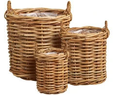 House Nordic Krepšys, Burton Baskets Kubu Ratano, 3 vnt. rinkinys, Natūralus