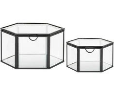 House Nordic Laikymo dėžutė, stiklas/metalas, 11x11x6 cm, skaidri/juoda