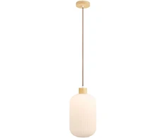 House Nordic Pakabinamas šviestuvas, 20 cm, balta, stiklas/medis