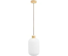 House Nordic Pakabinamas šviestuvas, 20 cm, balta, stiklas/medis