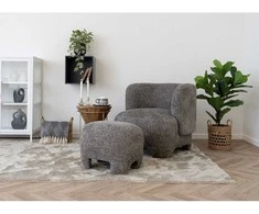 Fotelis House Nordic Poilsio krėslas ir pufas, pilka, putos