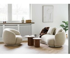 Sofa House Nordic Sofos ir poilsio kėdės komplektas, 190x96x74 cm, smėlio spalvos, poliesteris