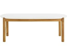 House Nordic Valgomasis stalas 95x210x76 cm baltas, akacija, terrazzo