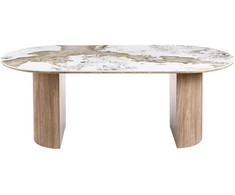 House Nordic Valgomasis stalas Athens 100x210x76 cm baltas rudas keramika