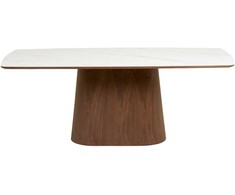 House Nordic Valgomasis stalas Noli 90x200x76 cm baltas rudas, keraminis stalviršis