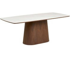 House Nordic Valgomasis stalas Noli 90x200x76 cm baltas rudas, keraminis stalviršis