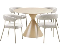 House Nordic Valgomojo komplektas, 120x120x77 cm, smėlio spalvos, plienas ir keramika