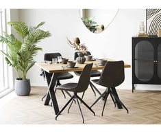 House Nordic Valgomojo komplektas Toulon ir Monaco, natūralios/ pilkos spalvos, ąžuolas, metalas, mikropluoštas