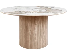 House Nordic Valgomojo stalas Athens 140x140x76 cm baltas rudas, keramika