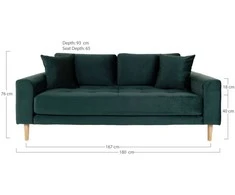 House Sofa, Lido 2,5 vietų, Tamsiai žalia, Natūralios medžio kojos