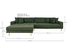 House Sofa, Lido Lounge, alyvinė žalia, juodi mediniai kojūnai