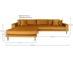 House Sofa, Lido Lounge, Garstyčių geltona, Natūralios medžio kojos
