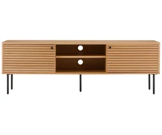TV staliukas House Televizoriaus staliukas, Kyoto, 150x40x50 cm, ąžuolo furniruotė, juoda