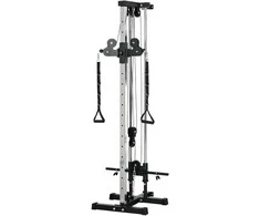 SPORTNOW jėgos stotis su aukščio reguliavimu 25-165 cm, su dvigubomis skriemulių sistemomis, adapteriais, daugiafunkcinis treniruoklis, maks. 120 kg, namų treniruotėms, 62 x 60 x 200 cm, juoda